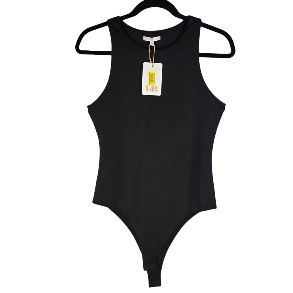GB Womens Sleeveless High Neck Bodysuit Black Medium  New With Tags